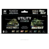 Vallejo 070201 Farb-Set, II & World War III Modellbauzubehör, verschieden, 17 ml (8er Pack), Camo Olivgrün (894)