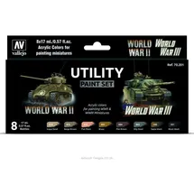 Vallejo 070201 Farb-Set, II & World War III Modellbauzubehör, verschieden, 17 ml (8er Pack), Camo Olivgrün (894)