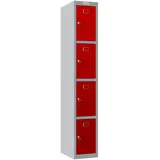 Phoenix Spind Locker grau, rot PL1430GRK, 4 Schließfächer 30,0 x 50,0 x 183,0 cm
