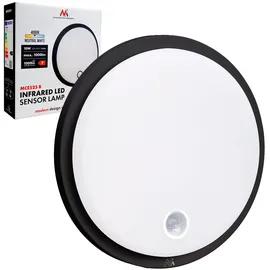 Maclean Brackets Maclean MCE525 LED-Lampe mit PIR 10 W IP65 Neutral 4000 K 1000 lm Deckenleuchte für den Außen- und Innenbereich mit Dauerbetrieb | Energieklasse F (Schwarz)