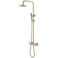 Aloni Thermostat-Duschgarnitur mit Kopfbrause Handbrause Gold gebürstet