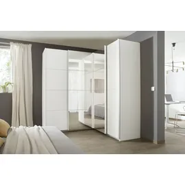 Rauch Quadra weiß (alpinweiß), B:181cm H:229cm T:187cm, Holzwerkstoff, Schränke, Schwebetürenschrank, Eckschrank inkl. Türendämpfer, mit Spiegeltüren