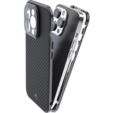 Black Rock - Hülle 360 Glass Case Passend für Apple iPhone 14 Pro I Carbon Handyhülle, Karbon Rückseite (Transparent mit schwarzem Rahmen)