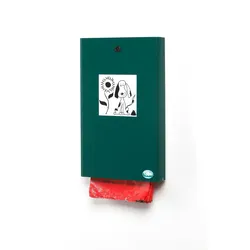 PROREGAL Robuster Hundekotbeutelspender für 200 Beutel | Wand- oder Rohrmontage | HxBxT 43x6x26,5cm | Verzinkter Stahl | Grün | Kotbeutel Kottüte