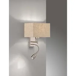 Wandleuchte Bettlampe Leseleuchte Spot flexibel Schlafzimmerleuchte Leinen beige