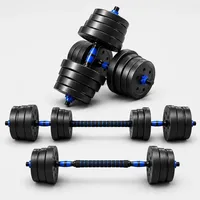 LACESTONE 2in1 Hantelset Kurzhantel Langhantel Set 40 kg schwarz / blau