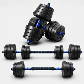 LACESTONE 2in1 Hantelset Kurzhantel Langhantel Set 40 kg schwarz / blau