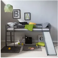 Homestyle4u Hochbett Kinderbett 90x200 Grau