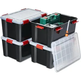 Iris Ohyama Luftdichte Kunststoff-aufbewahrungsboxen Mit Deckel, 50l, 4er-set, Schwarz, Hermetischer Wasserdichter Verschluss, Robuste Schnappverschlüsse, Stapelbar, Staubschutz, Bpa-frei, At-l - Iris Ohyama