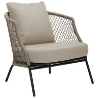 Stern Loungesessel, Creme, Schwarz, Metall, 77x72x75 cm, Loungemöbel, Lounge-Sessel