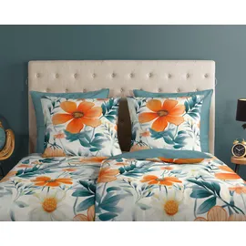 Muller Textil Spirit Blumen Orange 135 x 200 cm + 2 x 80 x 80 cm