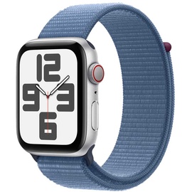 Apple Watch SE GPS + Cellular 44 mm Aluminiumgehäuse silber, Sport Loop winterblau
