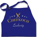 Kinderschürze Schürze Kinder Jungen Mädchen - Kochschürze - Chefkoch mit Name I Geschenk Hobbyköche I Geschenk Kochen - 7-14 Jahre - Royalblau - küchenschürze kinderkochschürze koch chef - 7-13 Jahre