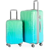 Suitline - 2-teiliges Koffer Set - Leichtes Handgepäck 55cm für alle Airlines + Check-In Reisekoffer 75cm, ABS/PC, glänzend, 4 Rollen, TSA Schloss, Northern Lights