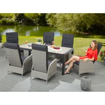 Konifera Garten-Essgruppe »Alva« schwarz (schwarz, natur,), B:62cm H:112cm T:65cm, Sitzmöbel-Sets, Aluminium, Polyrattan, Rückenlehnen stufenlos verstellbar, Grau