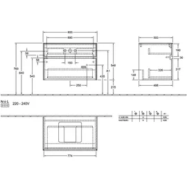 Villeroy & Boch Waschtischunterschrank 2 Auszüge 80 x 54,8 x 50 cm Graphit