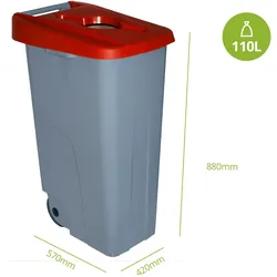 DENOX Abfallbehälter Recyclo offen 110 Liter. Farbe Rot.