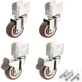Kozuoan 4 U-Typ Halterung Möbelrollen 50mm,Stück mit Bremse Weichgummi Lenkrollen, für Möbel, Blumenständer (20mm, 2universal + 2bremse)