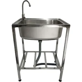 MONSTER SHOP Edelstahl-metall-camping-spüle mit Wasserhahn und Abflussrohr Outdoor-waschbecken freistehend tragbar