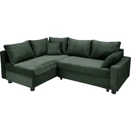Collection AB Ecksofa COLLECTION AB "Parma L-Form", grün, B:224cm H:42cm T:161cm, 100%Polyester, Sofas, Ecksofa, mit Schlaffunktion und Bettkasten, inklusive Kissen, Bonellfederkern