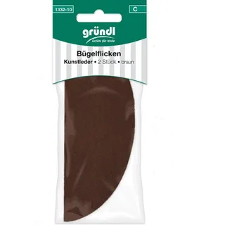 Gründl 2X Bügelflicken aus Kunstleder | 14,5cm x 9,5cm (Braun)