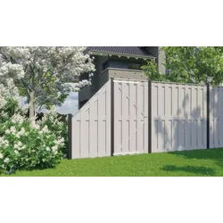 WPC Sichtschutzelemente Kiel – Sichtschutzzaun aus WPC, silbergrau – blickdichte Sichtschutzelemente – Elemente für mehr Privatsphäre im Garten
