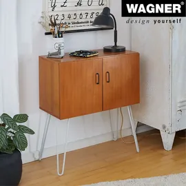 Wagner Möbelbein/Tischbein/Möbelfuß - Hairpin Leg Retro Style - Stahl hellgrau, 12 x 12 x 40 cm, Bein konisch/schräg verlaufend, integrierte Anschraubplatte - 12824601