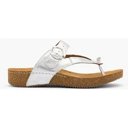 Leder Zehentrenner - Damen - silber