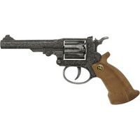Schrödel J.G. 1068271 Scorpion antik: Spielzeugpistole für Zündplättchen-Munition, passend für Cowboys und Sheriffs, 8 Schuss, 22 cm, grau / silber (106 8271)
