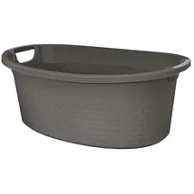 branq home essential BranQ Cotton Wäschesammler Ovaler Wäschekorb Wäschewanne Ergonomische Griffe 60L Waschbehälter Für Badezimmer (Dunkelgrau)