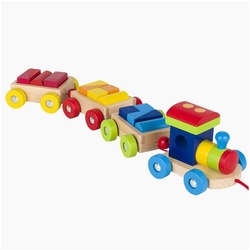 goki Spielzeug-Eisenbahn »Holzeisenbahn Orlando«, aus Holz und jede Menge Bausteinchen bunt