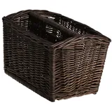 e-wicker24 Alles aus Weide Zeitungskorb mit Tragegriff, Zeitungsständer in Wengegrau, Zeitschriftenständer, Weidenkorb für Zeitungen, Zeitungskorb aus Weide