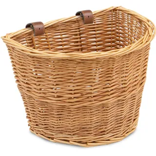 ProSource Wicker Bike Basket Front Cargo for Women and Men, Fits Most Bikes, Beach Cruiser, Stationary Bike, Ebike, Road Bike, Light Brown
