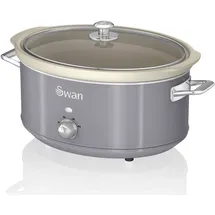 Swan SF17031GRNEU Slow Cooker 6,5L, Antihaft-Keramisches PFOA- und PTFE-freies, Vintage, Grau, 320W
