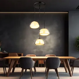 GLOBO Esszimmerlampe Pendelleuchte Deckenlampe Hängelampe Glas Rauchfarbe 3-Flammig