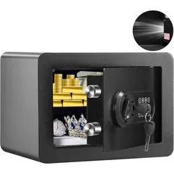 VEVOR Safe Tresor 0,5 Kubikfuß, Möbeltresor mit Feuerfester Geldtasche, Passwort & Schlüssel Digitaler Heimtresor Herausnehmbares Regal, Innenschrank, Wandtresor für Bargeld, Schmuck, Dokumente usw.