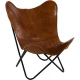 Lesli Living Schmetterlingsstuhl Faltstuhl Butterfly Chair Buffalo braun 75x75x87 cm Leder