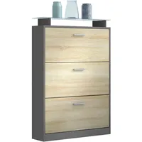 Vladon Schuhschrank, Eiche San Remo, Holzwerkstoff, 89x128x23 cm, Garderobe,