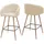 Mendler 2er-Set Barhocker HWC-D72, Barstuhl Tresenhocker Küchenhocker mit Lehne, Metall Holzoptik ~ Stoff/Textil, creme-beige