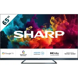 SHARP LED-Fernseher "SHARP 65FQ5EG Quantum Dot Google TV 164 cm (65 Zoll) 4K Ultra HD QLED", E (A-G), schwarz, 65, Fernseher, Quantum Dot, QLED, Dolby Atmos, Dolby Vision, HDMI 2.1 mit eARC