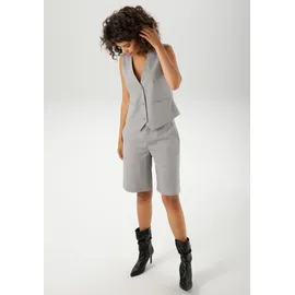 Aniston CASUAL ANISTON CASUAL, Damen, Gr. 38, grau (hellgraumeliert), Web, Obermaterial: 63% Polyester, 33% Viskose, 4% Elasthan. Futter: 100% Polyester, meliert, unifarben, figurbetont taillenbedeckt, V-Ausschnitt, Westen Anzugweste, mit tonigen Knöpfen zu schließen