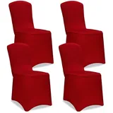 DETEX Detex® Stuhlhussen 4er Set Rot Stretch Stuhlbezüge Stuhl Hussen Bezug