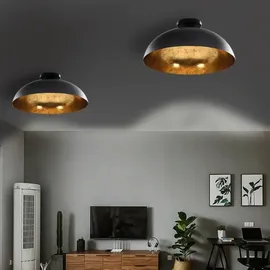 vidaXL Halbkugelförmig 2 Stk. Schwarz und Gold Metall