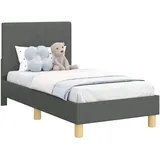 vidaXL Kinderbettgestell mit Kopfteil Dunkelgrau 70 x 140 cm Stoff