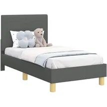 vidaXL Kinderbettgestell mit Kopfteil Dunkelgrau 70 x 140 cm Stoff