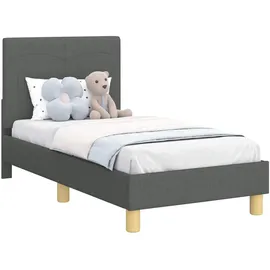 vidaXL Kinderbettgestell mit Kopfteil Dunkelgrau 70 x 140 cm Stoff