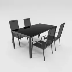 Lex Gartenmöbel Set Metall Tisch 4 Stapelsessel Essgruppe Gartenset Sitzgruppe Stuhl schwarz : Schwarz