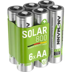 ANSMANN Akku AA Mignon 800mAh 1,2V NiMH für Solarlampen 6 Stk. wiederaufladbar EINHEITSGRÖSSE