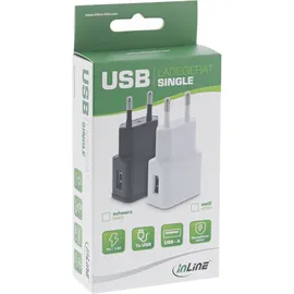 InLine USB Ladegerät Single, Netzteil, 100-240V zu 5V/1,2A, schwarz