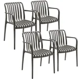 Tectake tectake® Gartenstühle, wetterfest und UV-beständig, rutschfeste Gummischoner, 54,5 x 58 x 80,5 cm, Belastbarkeit 120 kg